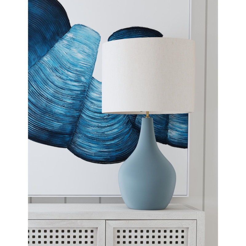Lampe de table en céramique avec abat-jour blanc cassé Rawlins