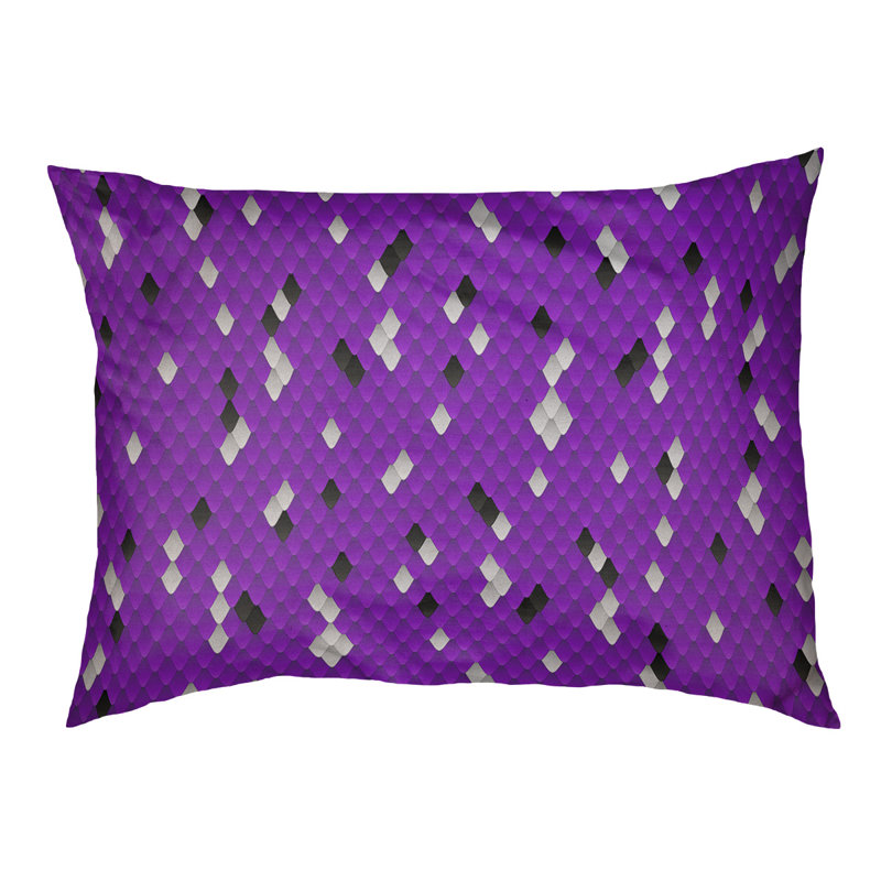 Coussin décoratif à écailles de serpent, Petit (L 18 po x l 28 po), Mauve / Noir, Utilisation intérieure seulement