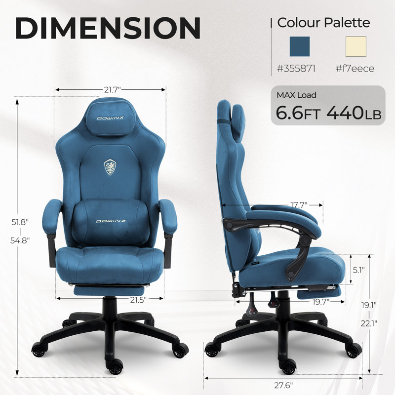 Big and Tall Gaming Chair with Footrest and Suede Fabric, Office Game Chair with Pocket Spring Cushion, High Back Ergonomic for Adults, 440LBS