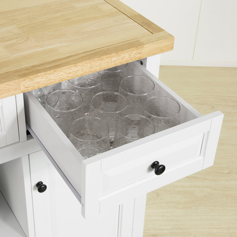Pulver Solid Wood Top Kitchen Cart
