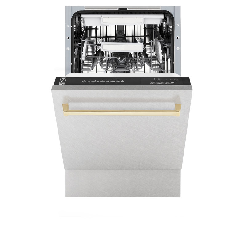 ZLINE Autograph Edition 18” Compact Control Dishwasher in Fingerprint Resistant Stainless Steel, Gold 