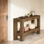 Console d'entrée à 2 niveaux, idéale pour un canapé, tons de bois naturels, solution optimisant l'espace, structure robuste, montage facile, 160 cm de long, tablette design, brun riche