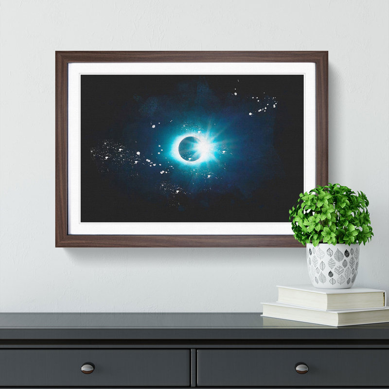 The Moon Passing the Sun - Picture Frame Graphic Art Print, 45cm H x 63cm W x 2cm D, Walnut Framed