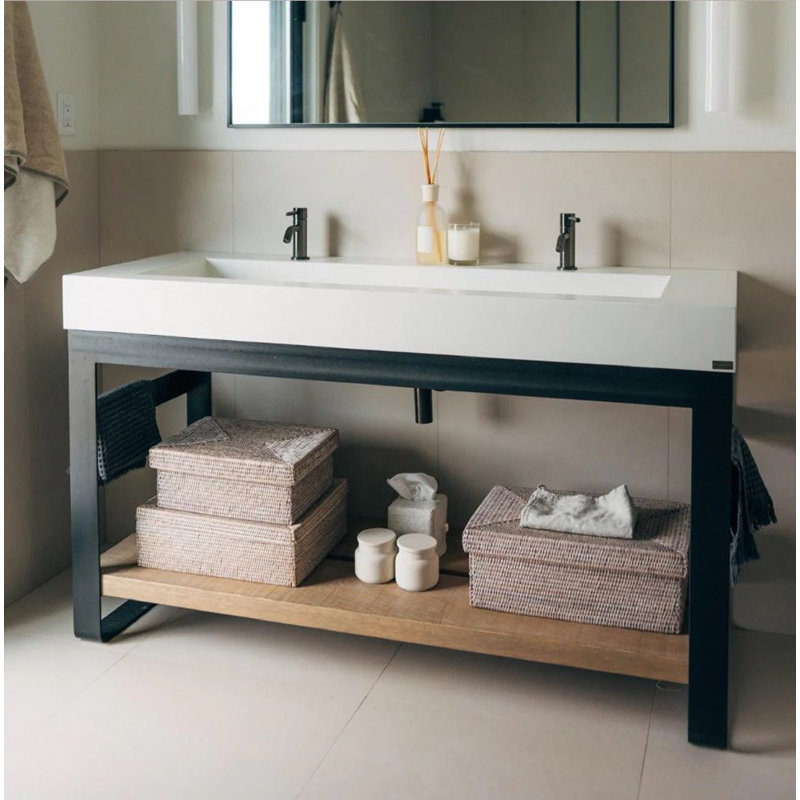Outland 60'' W Single Vanity, Brushed Nickel, Single Hole, Carbon