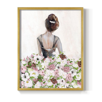 «Beautiful Floral Contemplation I», reproduction encadrée - bois massif
