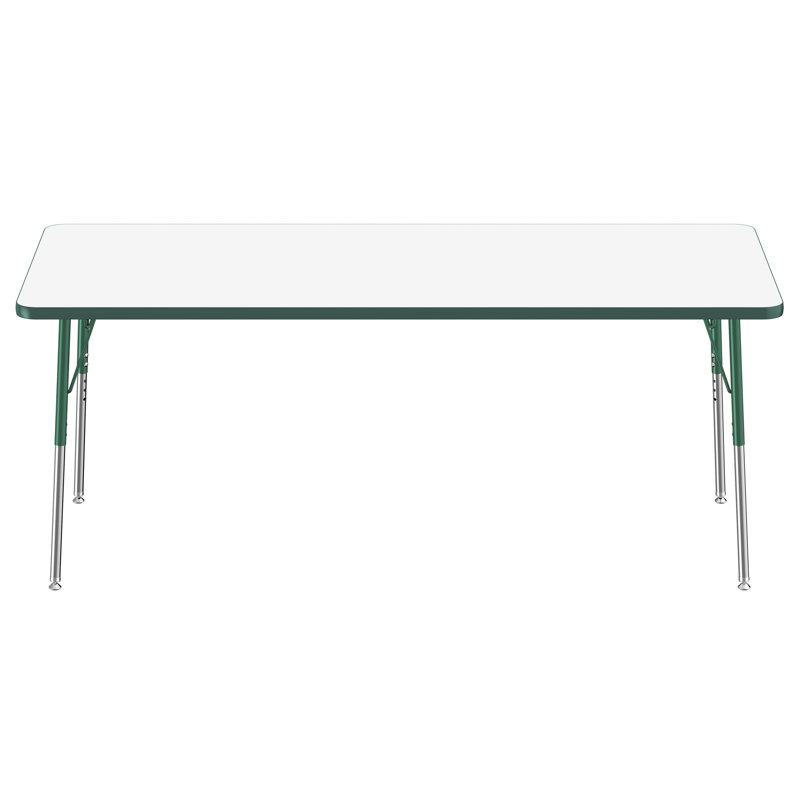 Table rectangulaire d'activités effaçables à sec avec pieds réglables, 30" x 72", Whiteboard/Green