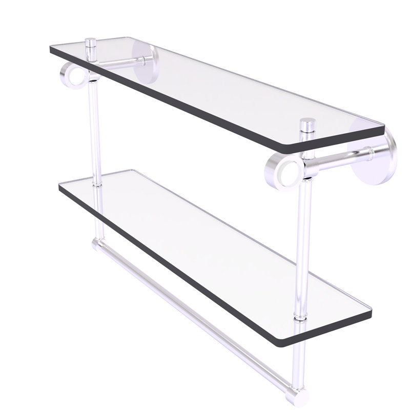 Tablette murale en verre double meuble-lavabo Margolis, Chrome satiné, H 12,8 po x l 22 po x p 5,6 po