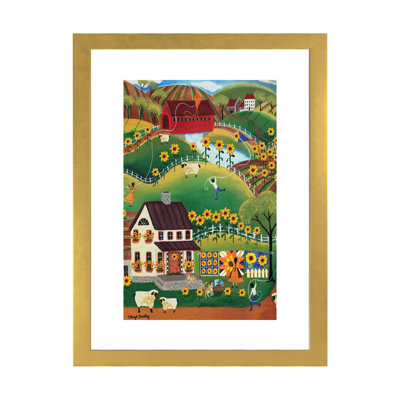 " Primitive Quilt Maker House Sunflower Sheep Cheryl Bartley " by Cheryl Bartley