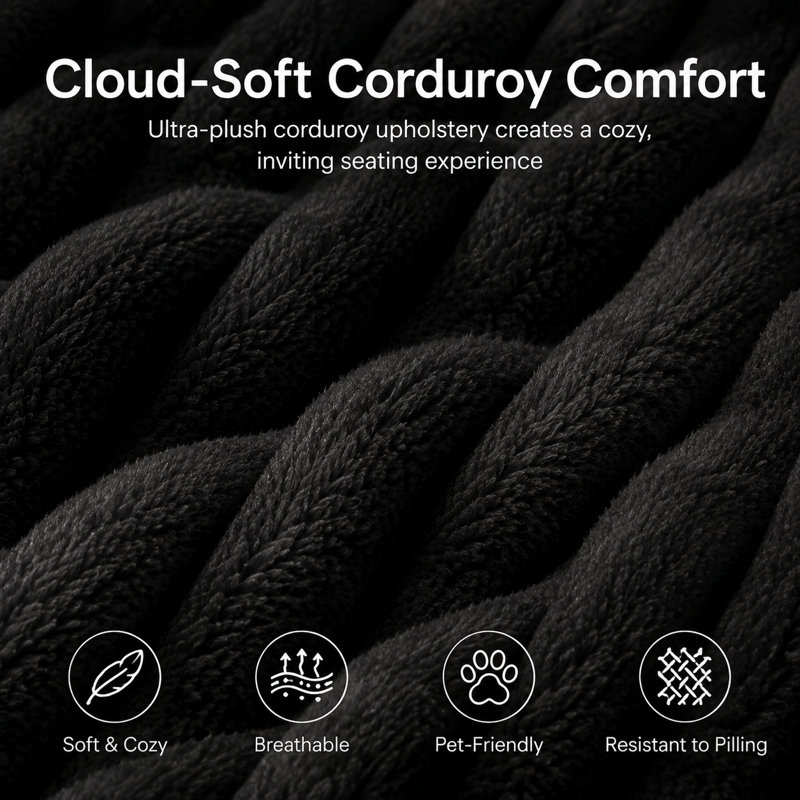 104" Corduroy Modular Sectional Sofa, Deep Seat Cloud Couch with L-Shaped Chaise, Plush Upholstered Living Room Sofa, No Assembly Required