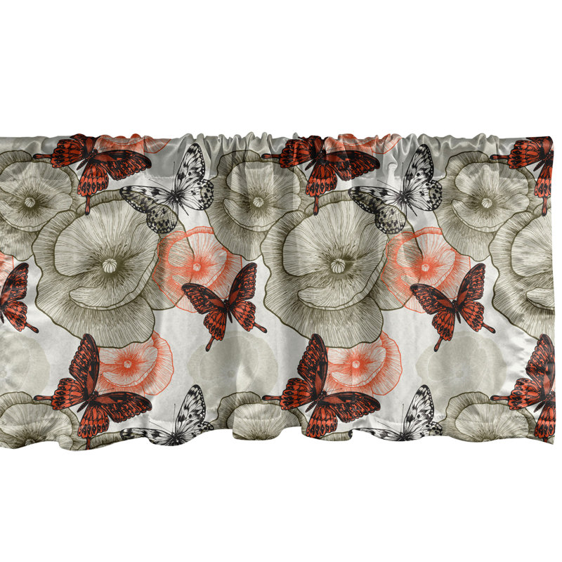Ensemble de 2 cantonnières et papillons orange kaki Ambesonne, L 54 po x L 18 po