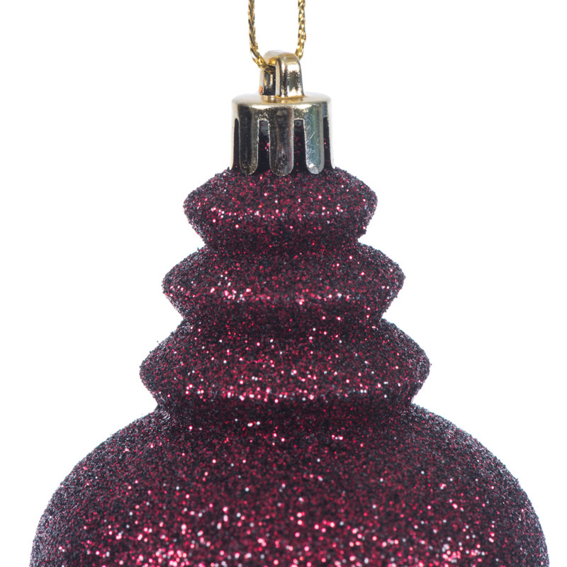 7" 4-Finish Finial Ornament, Burgundy
