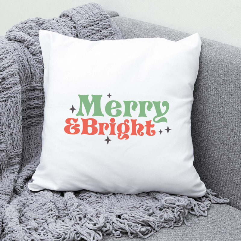 ChristmasCuteQuotes-15 Reversible Throw Pillow, 14" x 14"