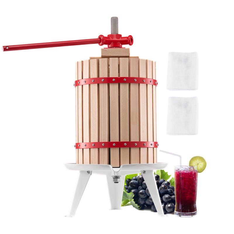 Pressoir à vin à fruits manuel pour la fabrication du vin 4,75 gallons / panier en bois