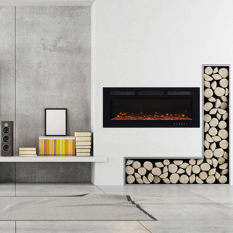 McLelland Recessed Electric Fireplace Insert, 17" H x 40" W x 4.4" D