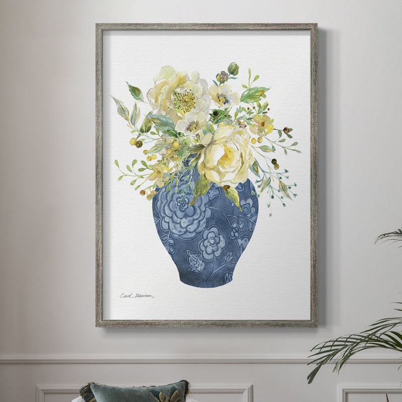 «Sunny Chinoiserie I», reproduction encadrée - bois massif, H 15 po x l 12 po