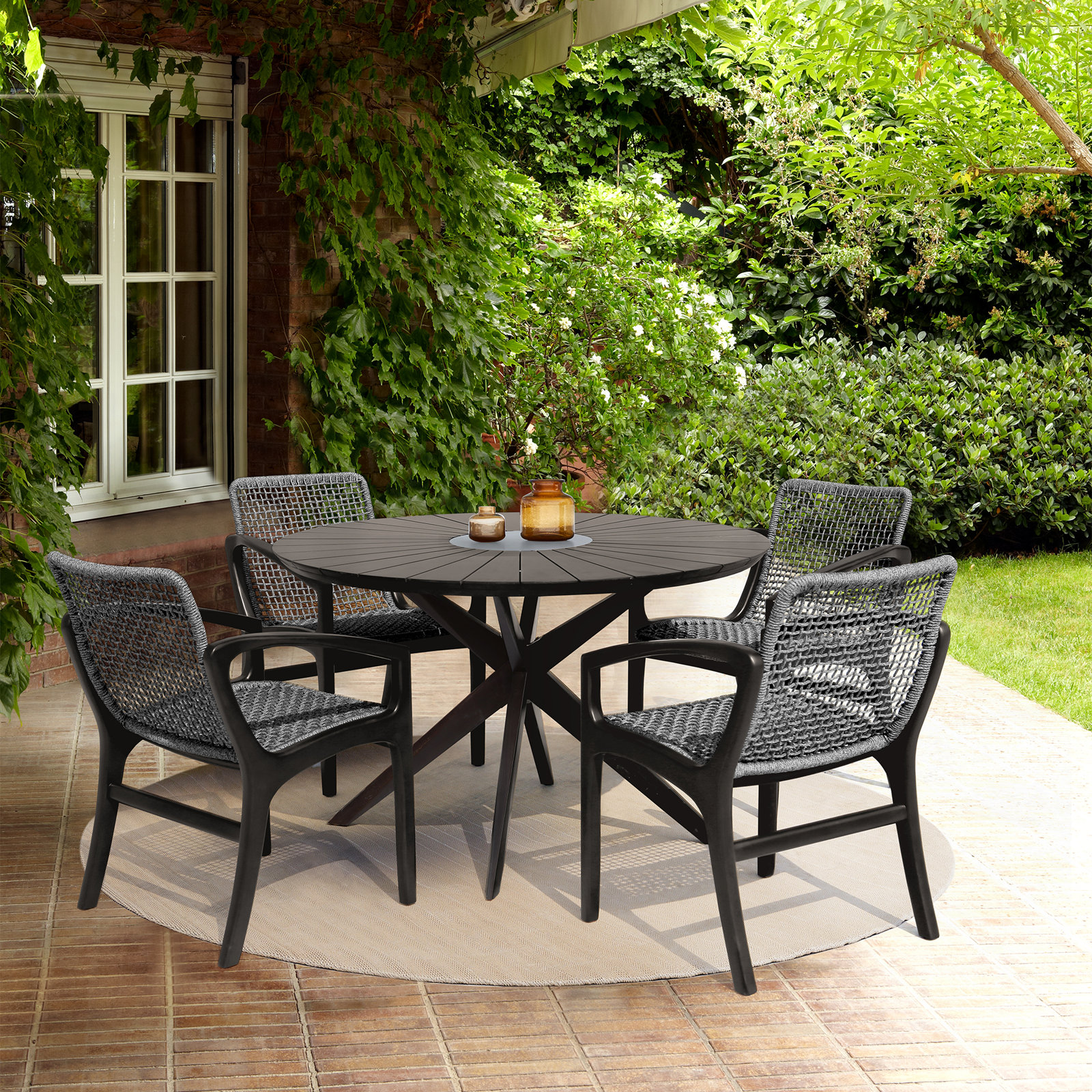 Jaylon 47" Eucalyptus Patio Dining Set, Gray