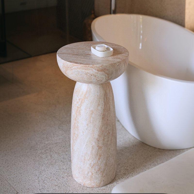 Table d'appoint de patio en pierre naturelle