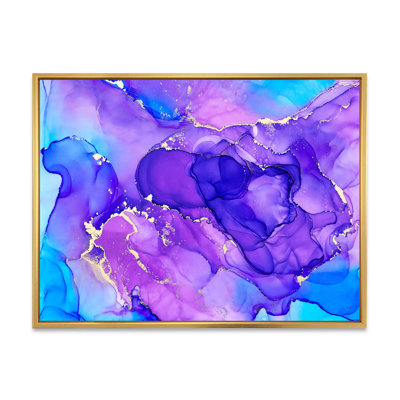 «Blue and Purple Luxury Abstract Fluid Art», reproduction sur toile