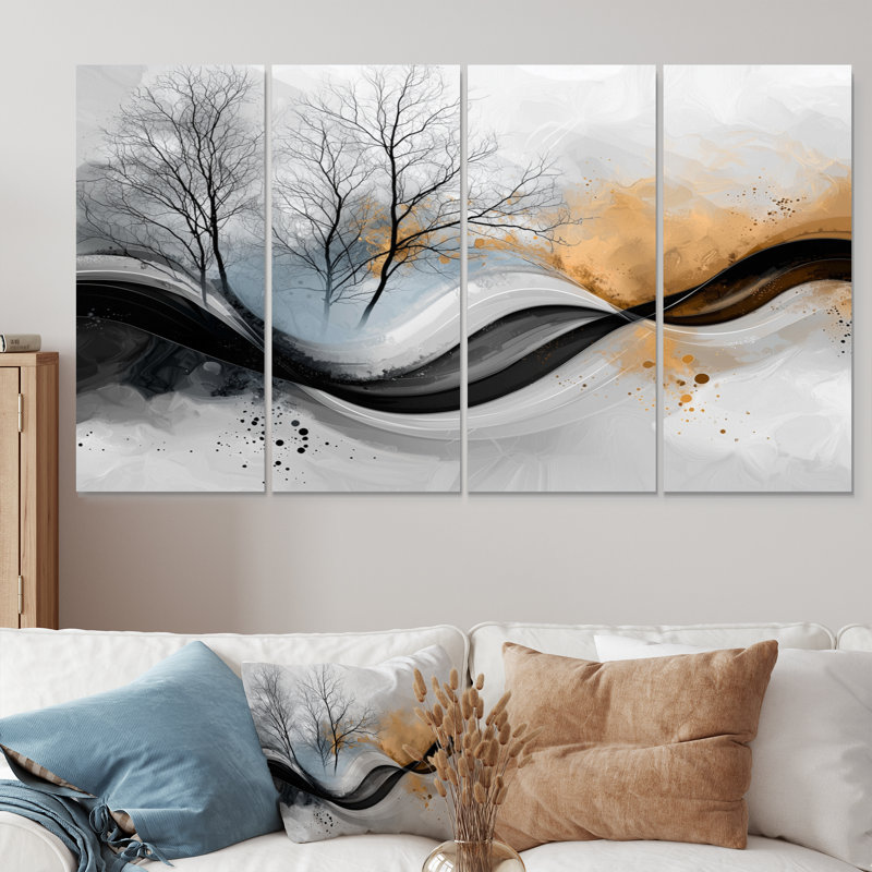Ensemble de Julia voyage de forêt fractale - Art mural de fractales - décoration murale moderne, H 28 po x l 48 po, 4