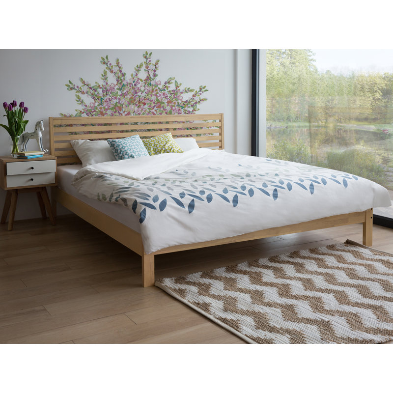 Baird Solid Wood Bed, European Kingsize (160 x 200cm), Tan