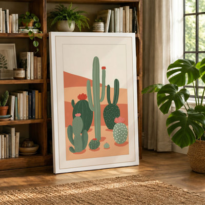 Desert Cacti Landscape Minimalist - Wrapped Canvas