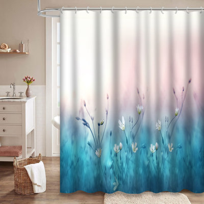 Rideau de douche à fleurs avec 12 crochets