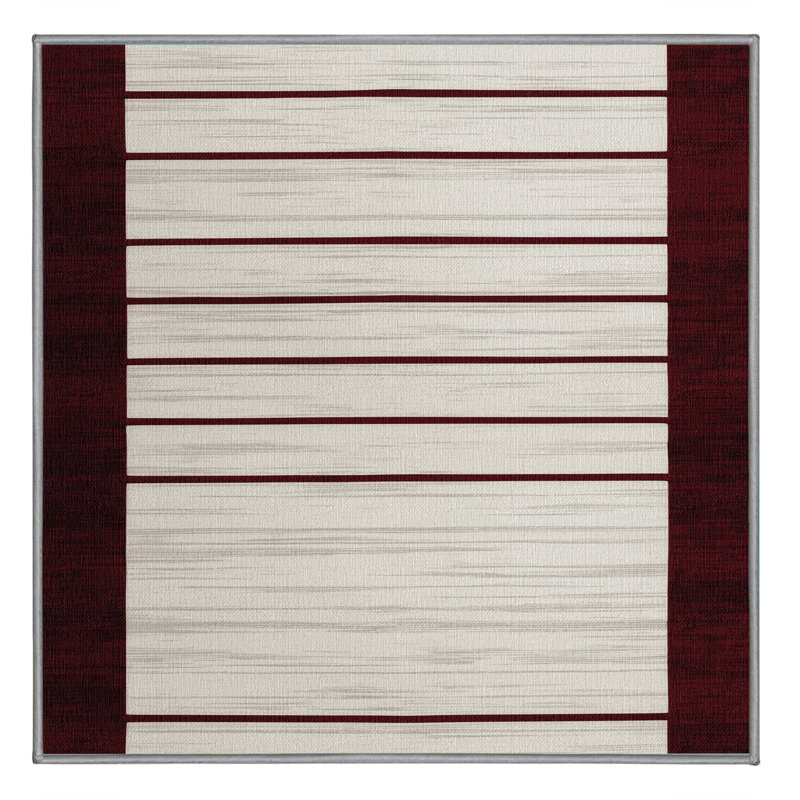 Tapis gris à rayures horizontales lavable à la machine, Carré 7 pi