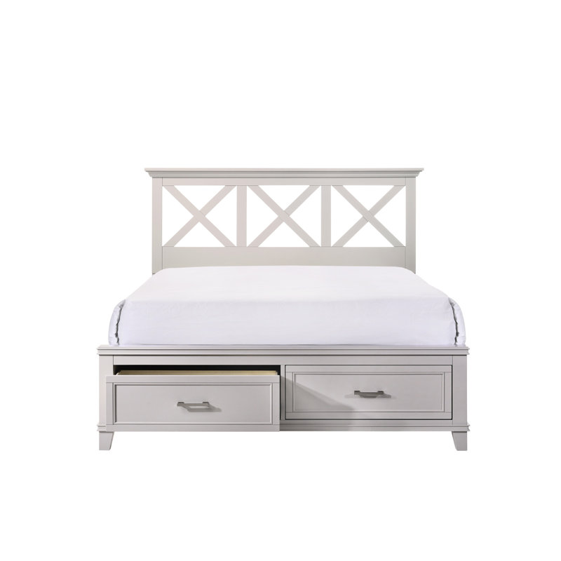 Lit de rangement grand X en teinte grise, bois massif et style créé, utilisant
