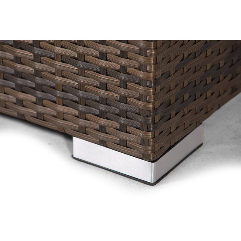 Villatoro Brown Rattan 2 X 3 Seat Sofa + 2 X 2 Seat Sofa & Ice Bucket Rectangle Coffee Table, Outdoor Patio Garden Furniture
