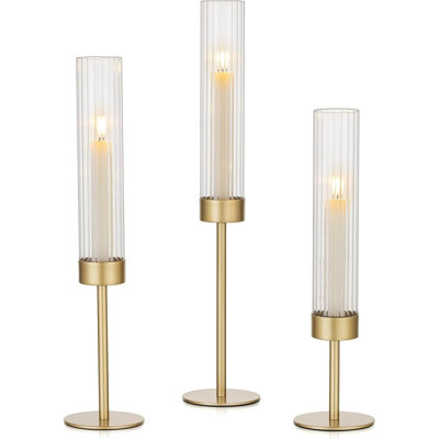 Brass Candlestick Holders Set Of 3