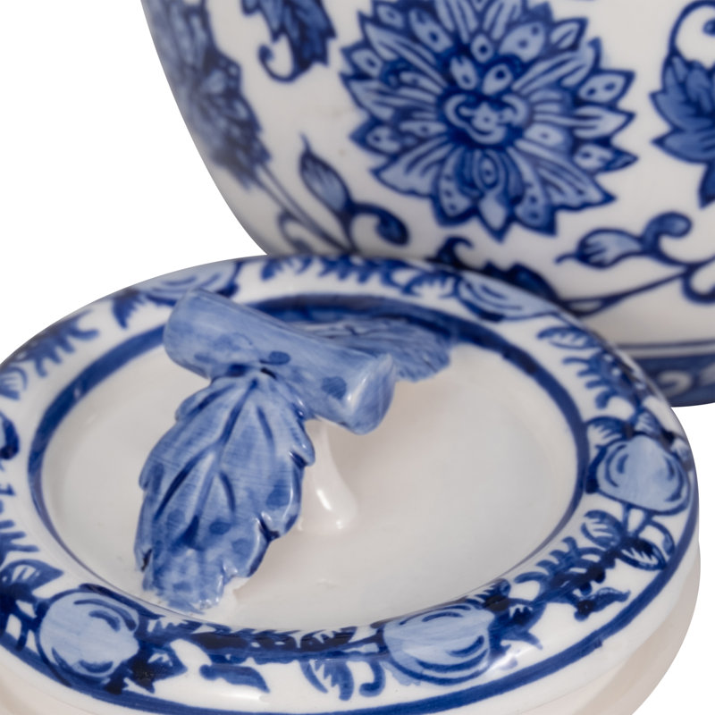 Bougie en céramique Goldene, Bleu/Blanc