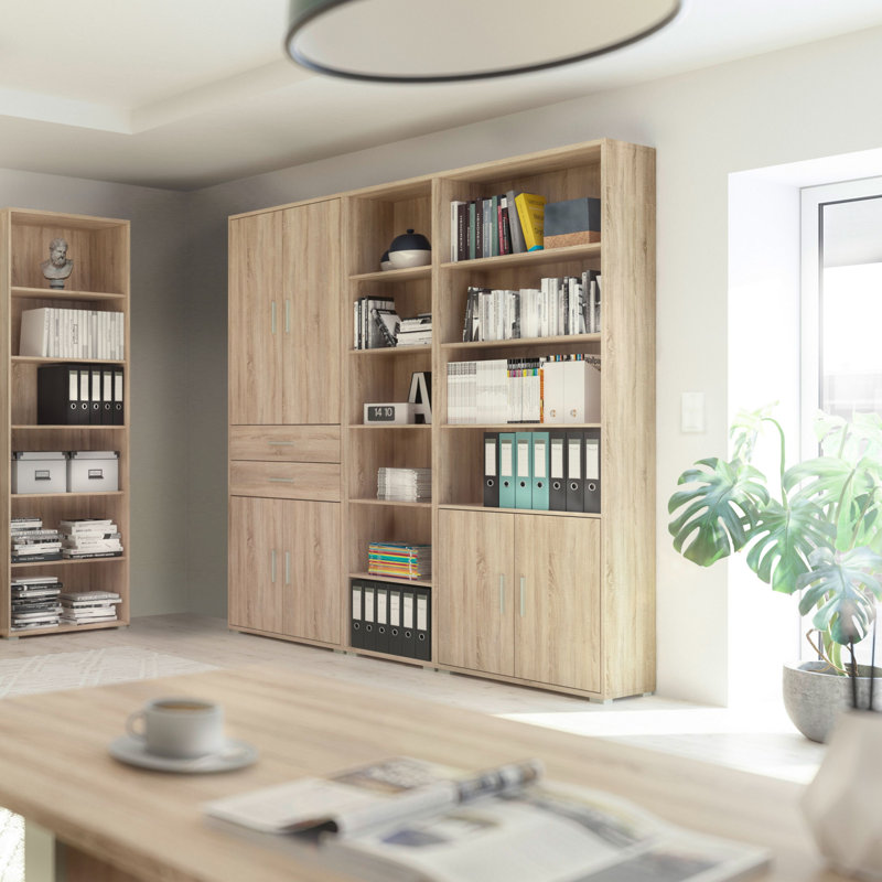 OFFICE LINE 220cm H x 79cm W Engineered Wood Standard Shelf Bookcase, Sonoma Oak