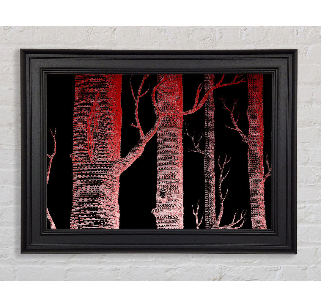 Red Night Trees Gerahmter Druck