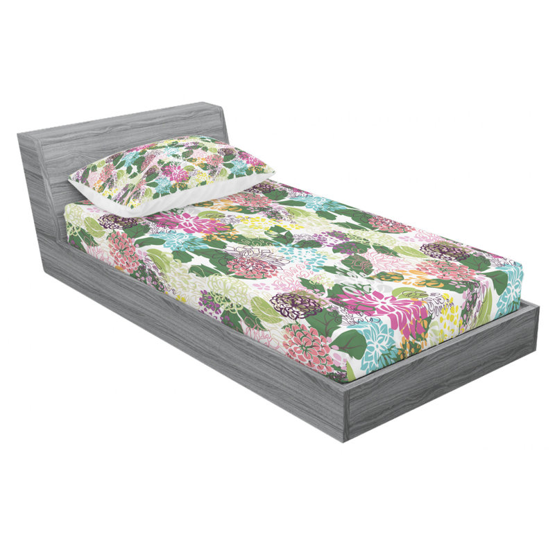 Microfiber Floral Sheet Set, Twin Sheet Set + Fitted Sheet + 1 Pillowcase