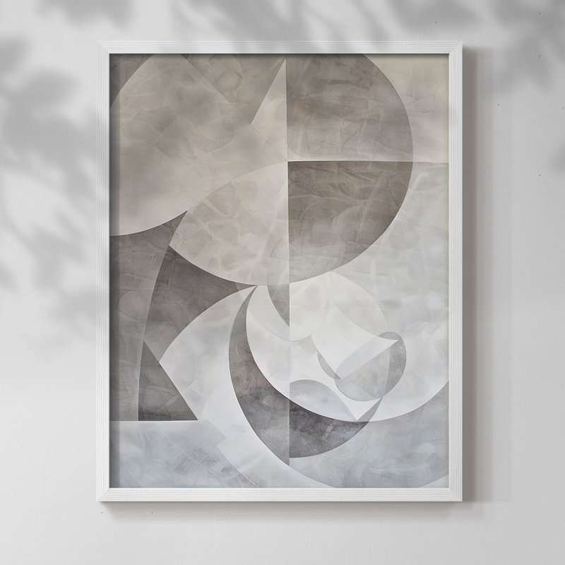 ABSTRACT Series XXV - reproduction encadrée de qualité supérieure - prête à être accrochée - aucun clou requis, Blanc / Blanc