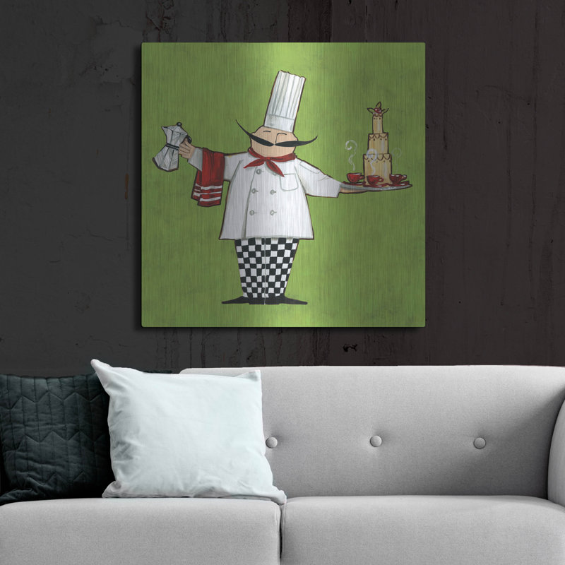 Art mural en métal luxueux «Cafe Chef in Color» par Anne Tavoletti, 12 po x 12 po, H 36 po x l 36 po