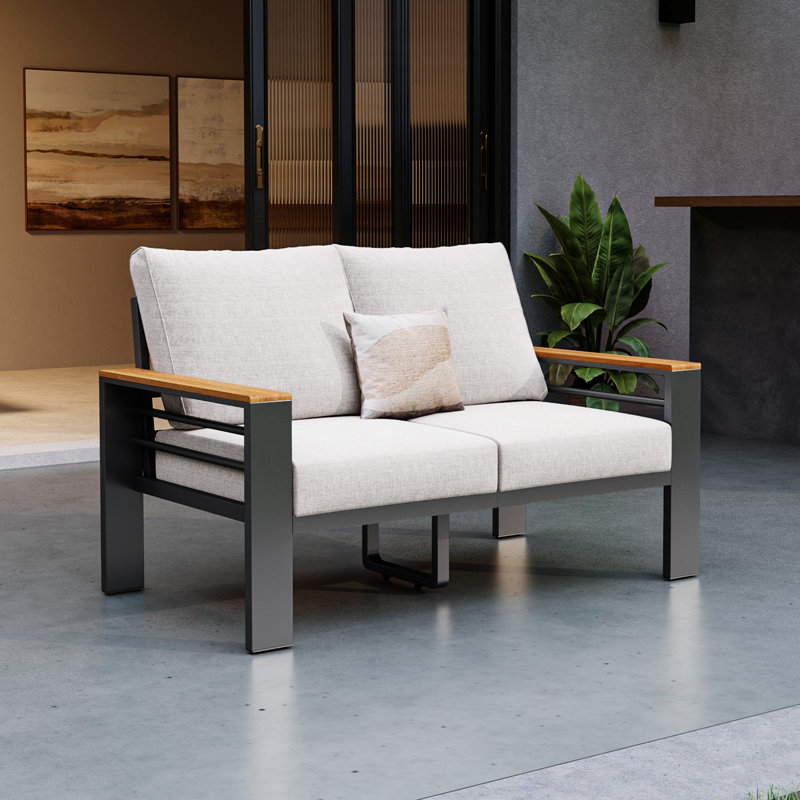 Canapé d'extérieur 54,3 po pour 2 personnes, Beige