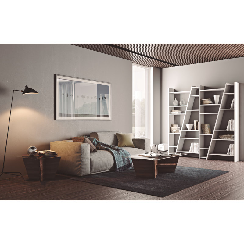 Abba 195cm H Geometric Bookcase, Pure White, (25 Shelves) 195" H x 248" W x 30" D