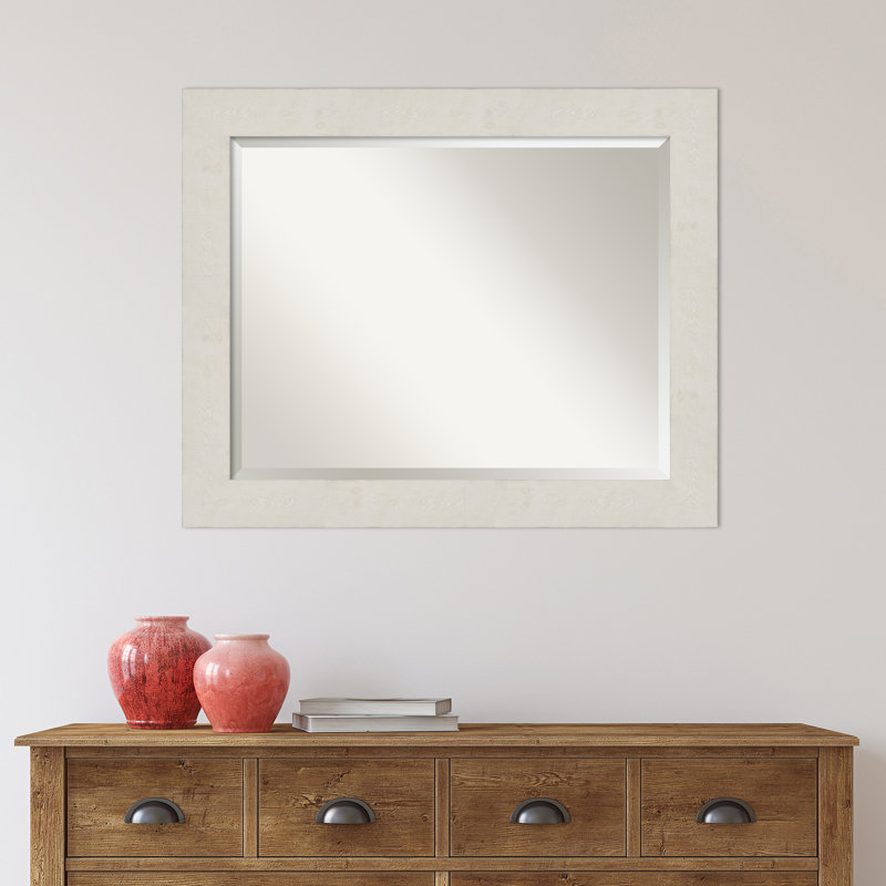 Miroir mural Akhia, 27 po x 33 po, Blanc crème vieilli