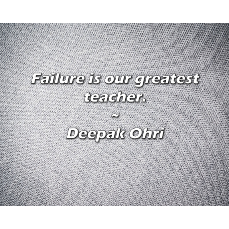 Deepak Ohri Citation: L'échec est notre meilleur professeur., H 20 po x l 24 po