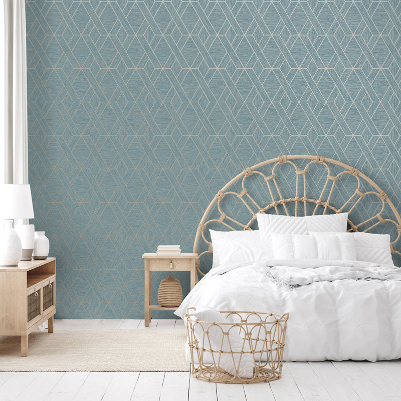 Miya Geo Textured Wallpaper, Teal