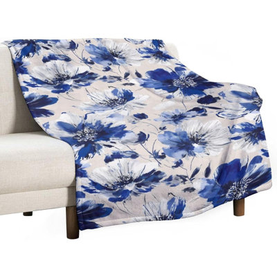 Jeté polaire en microfibre à motif floral vert doux pour l'automne et l'hiver, 60 x 80 po
