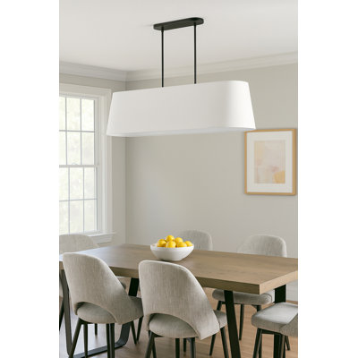 Luminaire suspendu 4 lumières Avanley - Blanc - Abat-jour en tissu blanc