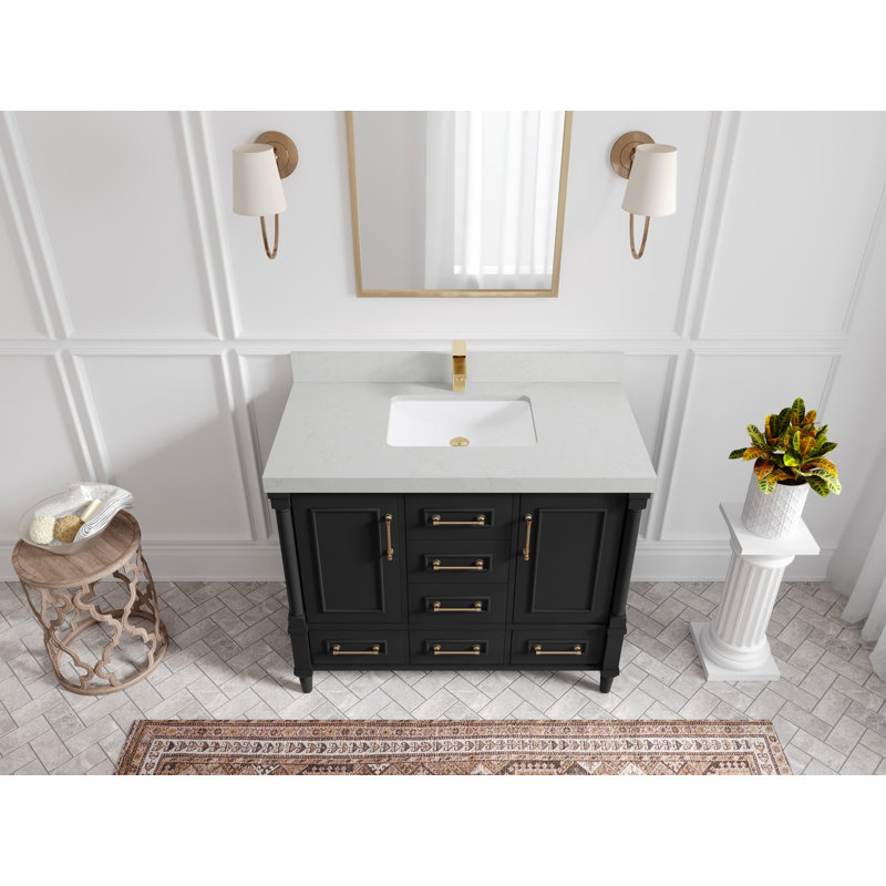 Ensemble de meuble-lavabo simple 42 po Aberdeen, Quartz de Carrare