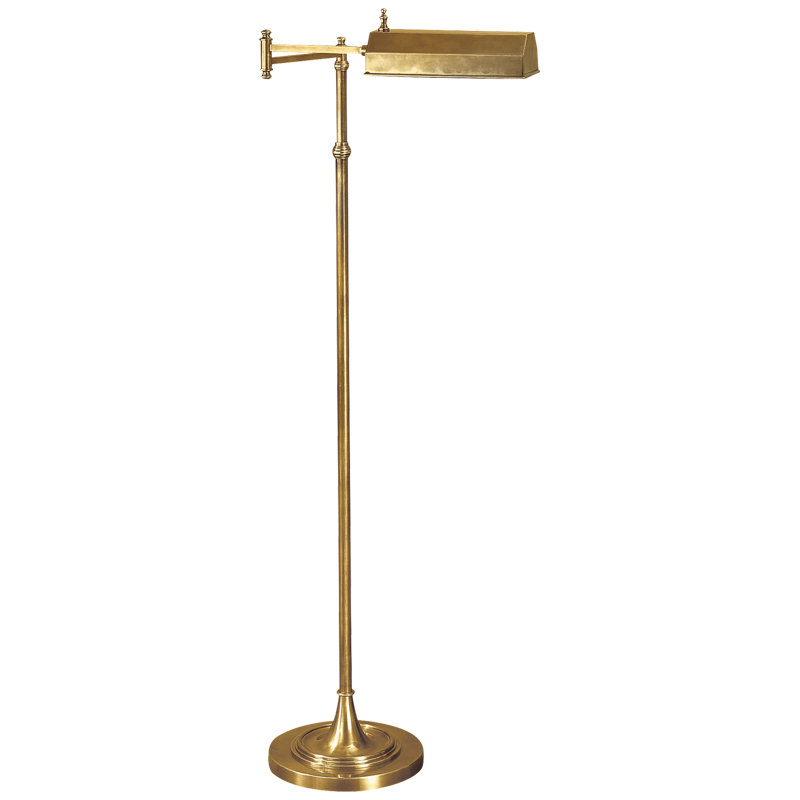Chapman & Myers Dorchester Swing Arm Pharmacy Floor Lamp, Antique-Burnished Brass