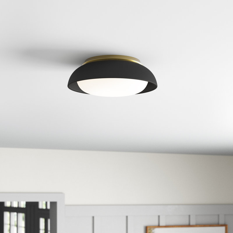 Plafonnier encastré à DEL - 15 po, H 4,63 po x l 12 po x P 12 po, Charbon / or