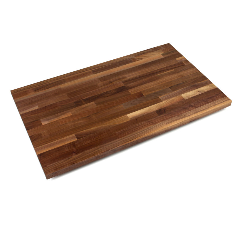 Blended Walnut Solid Wood Kitchen Island Countertop with Casters