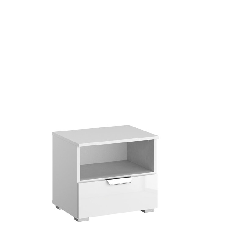 Aditio 1 Drawer Bedside Table, Alpine white/hihg-gloss white