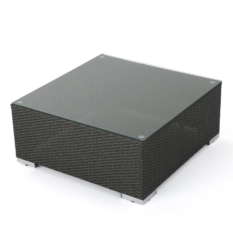 SANTA ROSA TABLE W/GLASS KD (GRY +ALU), Gray