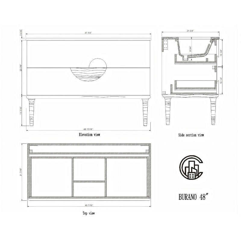 Burano 48'' W Single Vanity, Aloe Green